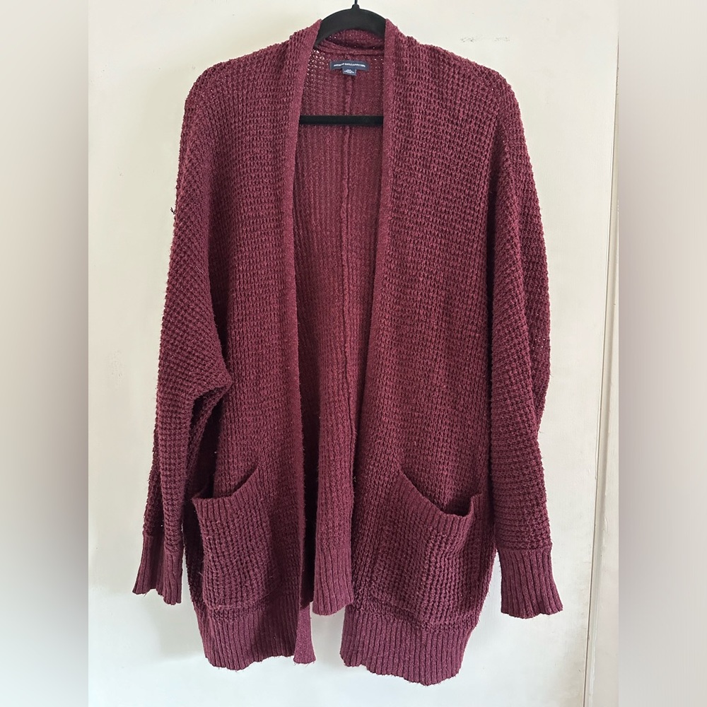 American Eagle Maroon open cardigan sweater